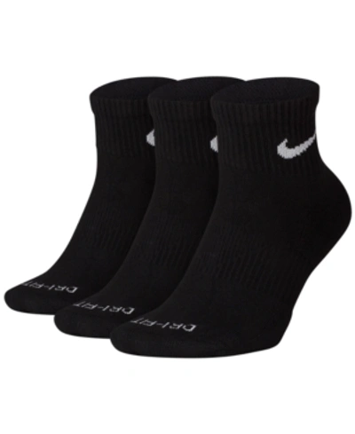 Shop Nike Dri-fit Cushion Quarter Socks 3-pack In Black