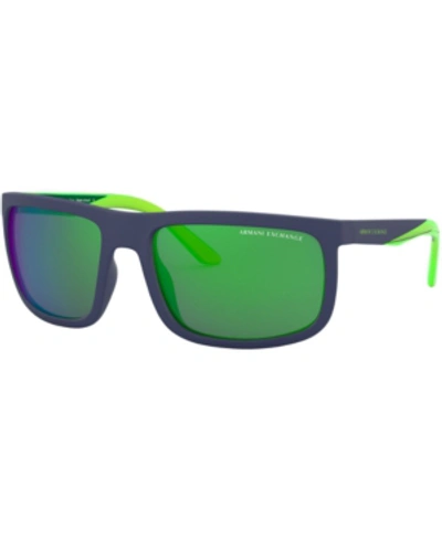 Shop Armani Exchange Sunglasses, Ax4084s 60 In Matte Bluette/light Green Mirror Green