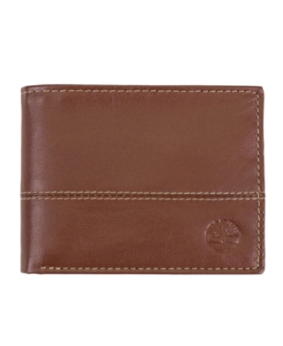 Shop Timberland Men's  Tonal Commuter Wallet In Cognac