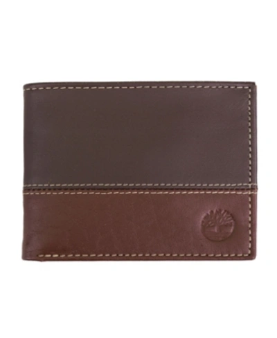 Shop Timberland Men's  Two-tone Commuter Wallet In Cognac