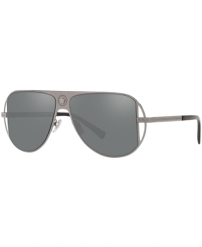 Shop Versace Sunglasses, Ve2212 57 In Gunmetal/grey Mirr Silver