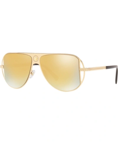 Shop Versace Sunglasses, Ve2212 57 In Gold/brown Mirror