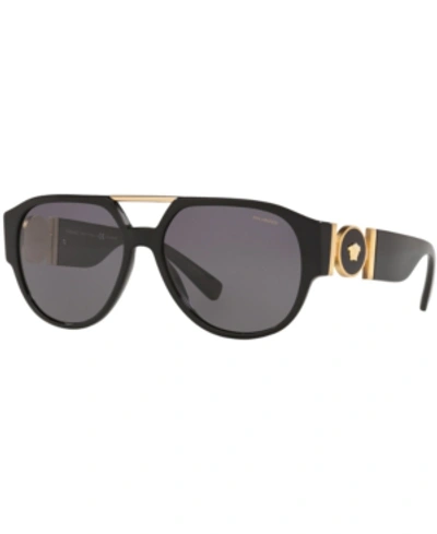 Shop Versace Polarized Sunglasses, Created For Macy's, Ve4371 58 In Black/polar Grey