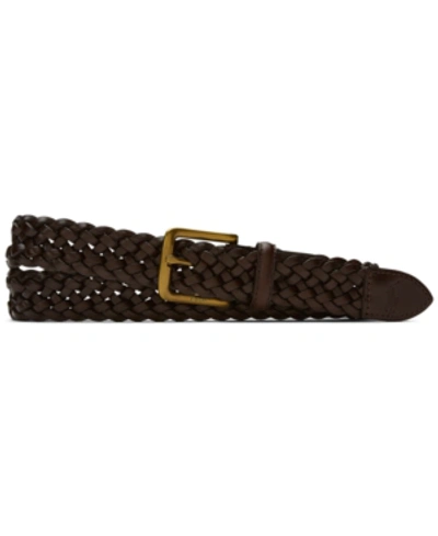Shop Polo Ralph Lauren Men's Braided Vachetta Leather Belt In Dark Brown