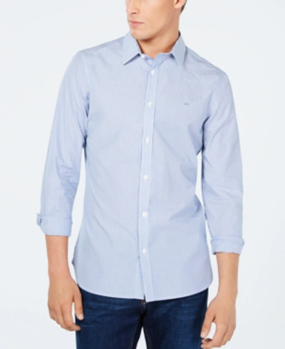 Shop Calvin Klein Men's Extra-fine Cotton Slim-fit Shirt In Dark Blue