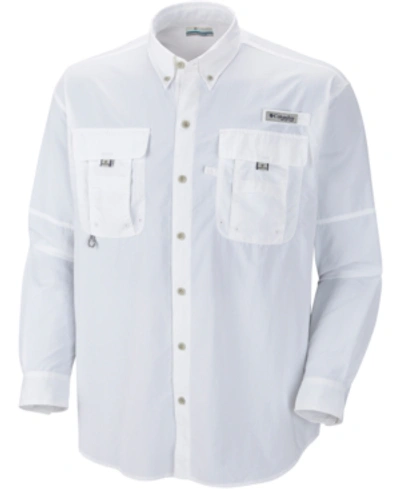 Shop Columbia Men's Pfg Big Bahama Ii Long Sleeve Shirt In White
