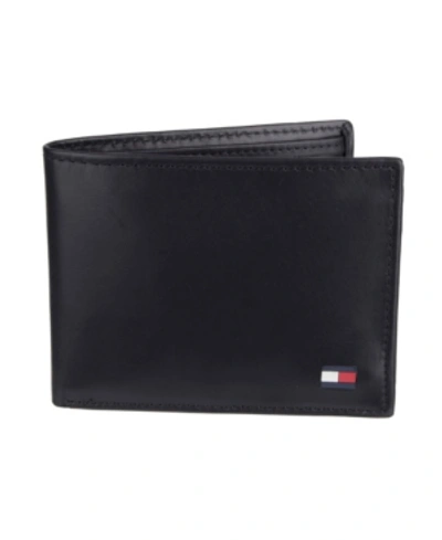 Tommy Hilfiger Men's  Leather Passcase Wallet In Black
