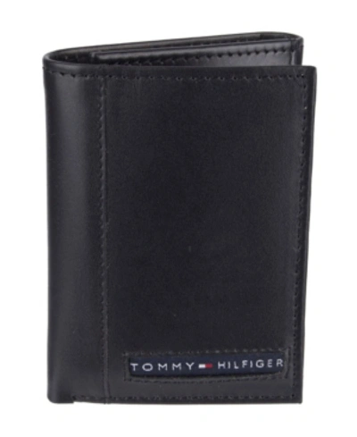 Shop Tommy Hilfiger Men's Genuine Leather Trifold Wallet In Black