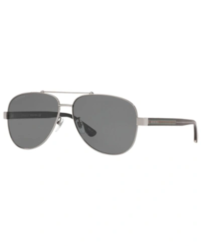 Shop Gucci Sunglasses, Gg0528s 63 In Silver /grey