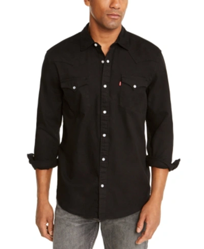 Shop Levi's Men's Standard Barstow Western Long-sleeve Denim Shirt In Onyx