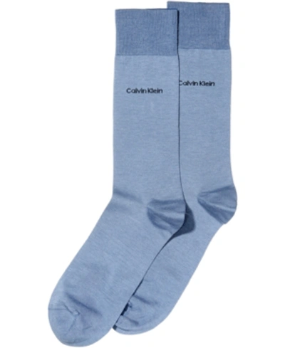Shop Calvin Klein Men's Socks, Giza Cotton Flat Knit Crew In Stonewash