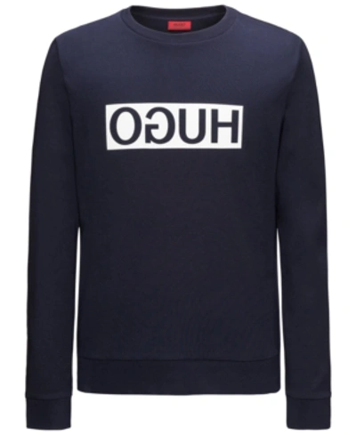 Shop Hugo Men's Reverse Logo Sweatshirt In Navy