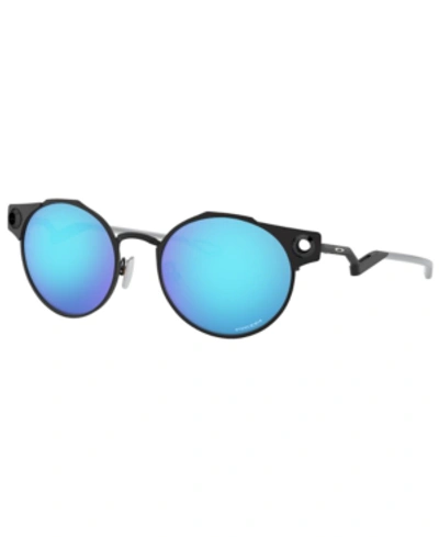 Shop Oakley Men's Deadbolt Sunglasses In Satin Light Steel/prizm Sapphire