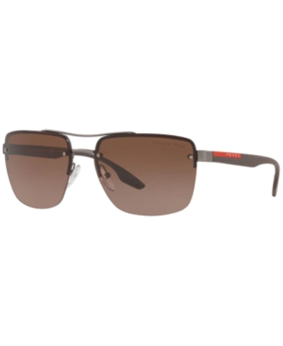 Shop Prada Polarized Sunglasses, Ps 60us 62 Lifestyle In Gunmeal Rubber/polar Brown Gradient