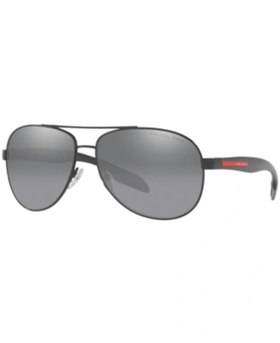Shop Prada Men's Polarized Sunglasses, Ps 53ps In Black/polar Grey Mirror Silver Grad