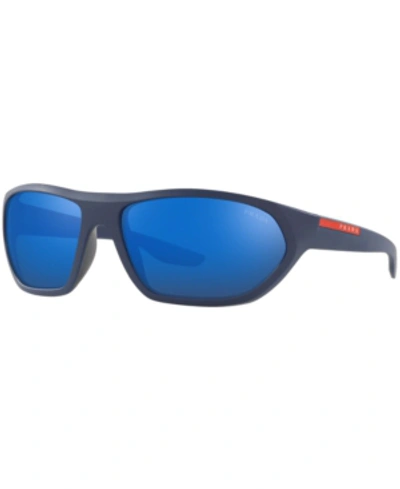 Shop Prada Sunglasses, Ps 18us 66 Active In Matte Blue/blue/blue Mirror Blue