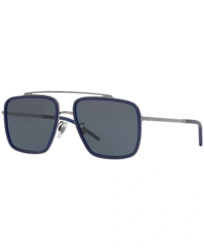 Shop Dolce & Gabbana Sunglasses, Dg2220 57 In Gunmetal/matte Blue/dark Grey