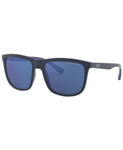 Shop Armani Exchange Men's Sunglasses, Ax4093s In Matte Blue/blue Mirror Blue