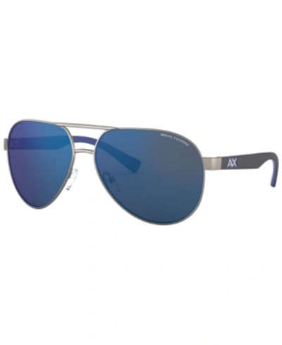 Shop Armani Exchange Men's Sunglasses, Ax2031s In Matte Gunmteal/blue Mirror Blue