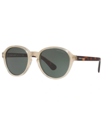 Shop Giorgio Armani Men's Sunglasses, Ar8113 In Matte Light Brown/green