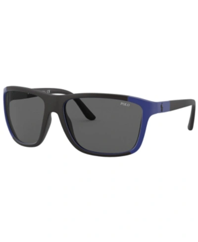 Shop Polo Ralph Lauren Sunglasses, Ph4155 62 In Matte Royal Blue/rubber Black/dark Grey
