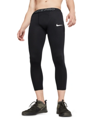 Shop Nike Men's Pro Dri-fit Cropped Leggings In Black/white