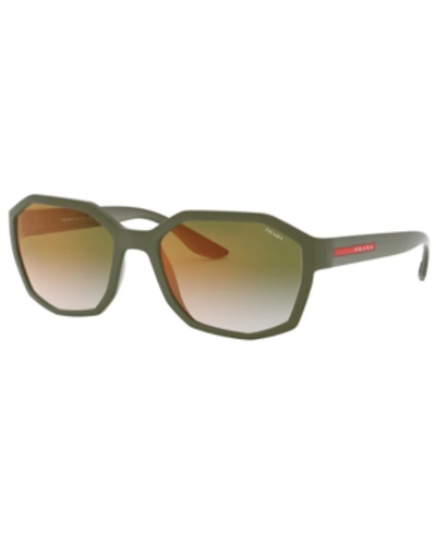 Shop Prada Sunglasses, Ps 02vs 57 In Green Rubber/blue Grad Green Mirror Red