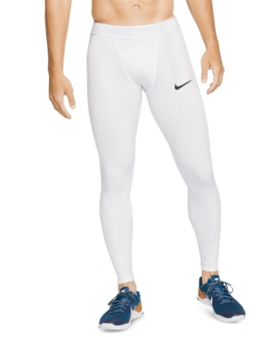 Shop Nike Men's Pro Dri-fit Leggings In White/black