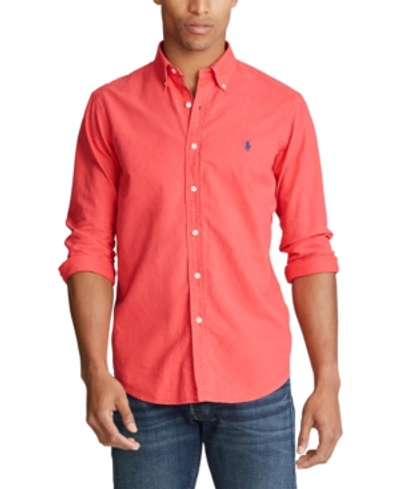 Shop Polo Ralph Lauren Men's Big And Tall Classic Fit Garment-dyed Long-sleeve Oxford Shirt In Red