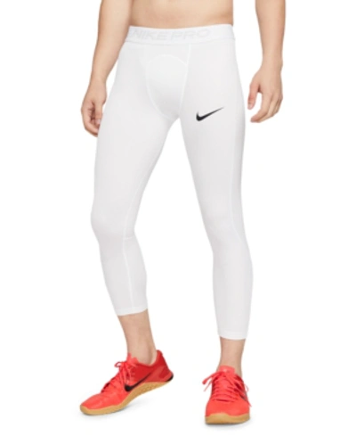 Shop Nike Men's Pro Dri-fit Cropped Leggings In White/black