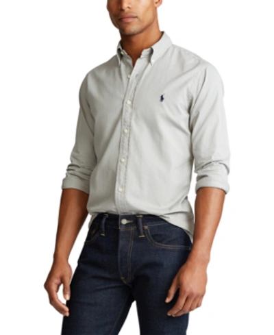 Shop Polo Ralph Lauren Men's Slim Fit Garment-dyed Twill Shirt In Grey Fog