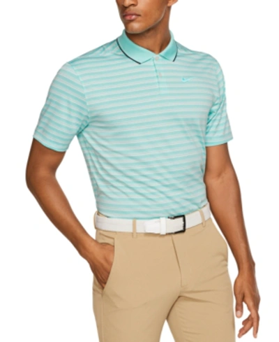 Shop Nike Men's Vapor Dri-fit Striped Golf Polo In Light Aqua