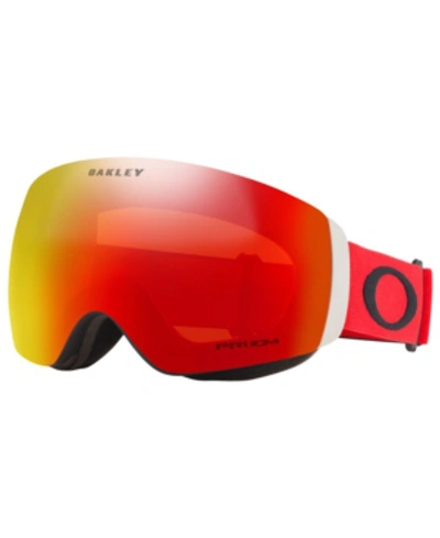 Shop Oakley Unisex Flight Deck Goggles Sunglasses, Oo7064 In Red Black/prizm Snow Torch Iridium