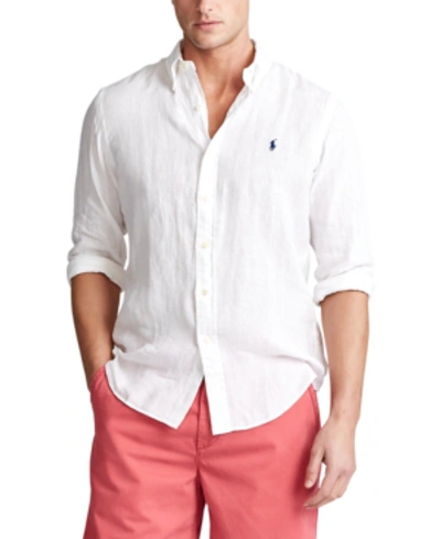 Shop Polo Ralph Lauren Men's Classic Fit Linen Shirt In White
