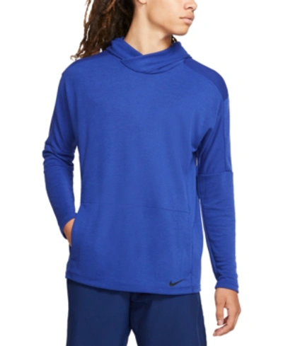 Shop Nike Men's Dri-fit Yoga Hoodie In Deep Royal Blue/black
