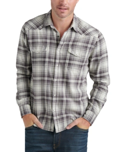 Shop Lucky Brand Men's Santa Fe Plaid Snap Shirt In Grey Plaid