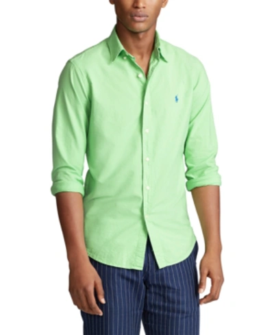 Shop Polo Ralph Lauren Men's Classic Fit Garment-dyed Oxford Shirt In New Lime