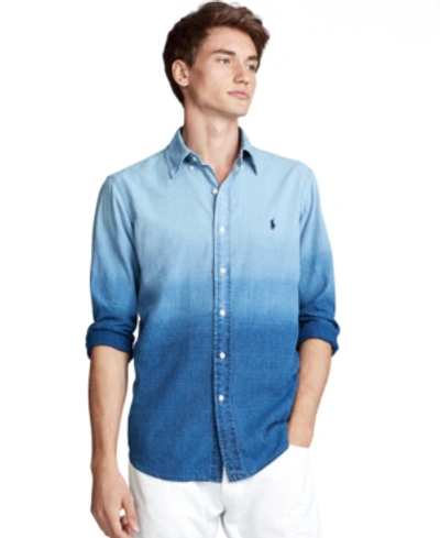 Shop Polo Ralph Lauren Men's Classic Fit Dip-dyed Shirt In Blue Dip Dye