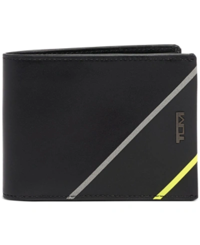 Shop Tumi Men's Double Billfold Leather Wallet In Black/bright Lime