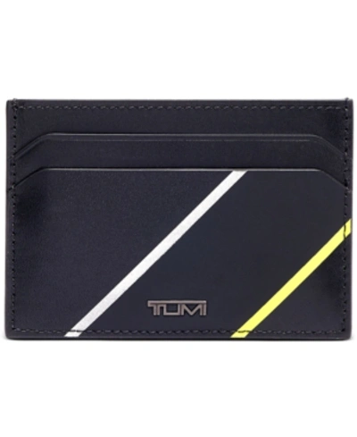 Shop Tumi Men's Money Clip Leather Card Case In Black/bright Lime