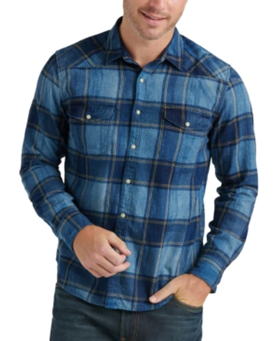 Shop Lucky Brand Men's Santa Fe Western Plaid Shirt In Blue Plaid