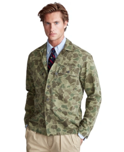 Shop Polo Ralph Lauren Men's Classic-fit Camo Shirt Jacket In Frogskin Camo Green