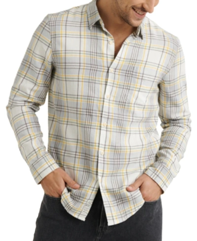 Shop Lucky Brand Men's Jaybird Regular-fit Plaid Work Shirt In White/green/gold