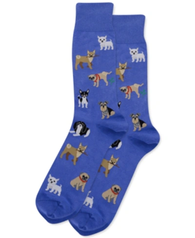 Shop Hot Sox Men's Dog Crew Socks In Blue