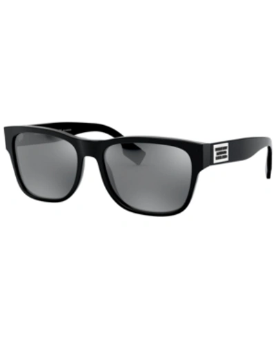 Shop Burberry Men's Polarized Sunglasses, Be4309 In Black/polar Dark Grey Mirror Silver