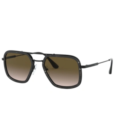 Shop Prada Sunglasses, Pr 57xs 54 In Stripped Grey/black/brown Gradient