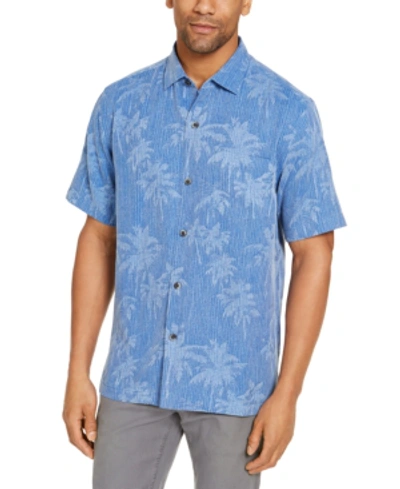 Shop Tommy Bahama Men's Digital Palms Silk Short Sleeve Camp Shirt, Created For Macy's In Cobalt Sea