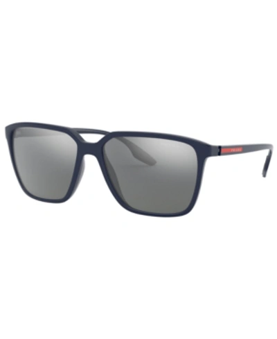 Shop Prada Sunglasses, Ps 06vs 58 In Blue/grey Mirror Silver