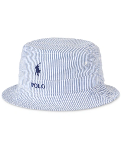 Shop Polo Ralph Lauren Men's Seersucker Bucket Hat In Blue/white Seersucker
