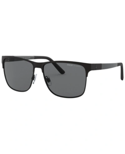 Shop Polo Ralph Lauren Polarized Sunglasses, Ph3128 57 In Matte Black/black/dark Polar Grey